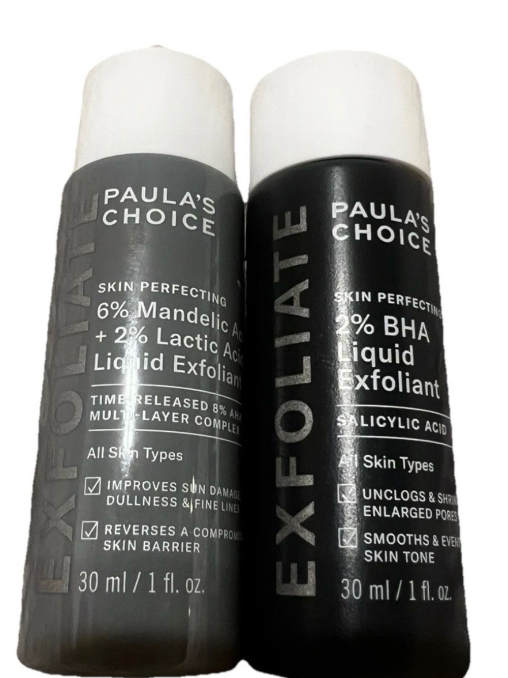New Paula's Choice Skin Perfecting Liquid Exfoliant Duo — Black/Grey 2 pc